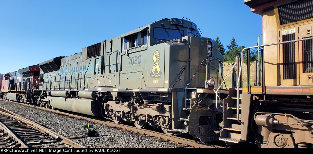 CP 7020 sits in The Siding Waiting for A Train Crew to Take Her South to UP Portland Oregon Yard